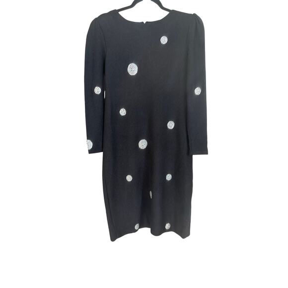 Vintage Adolfo Black Knit with Dress Size M Designer Couture with Rhinestones - Picture 2 of 13